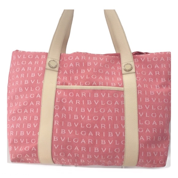 BVLGARI MAEREA Pink/Coral Leather Trim Satchel - Picture 2 of 15